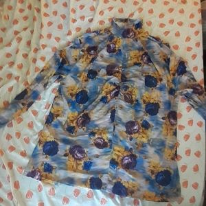 Fashion floral sky mesh turtleneck